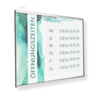 Tuerschild Vitrum G aus Glas und Edelstahl DIN A4